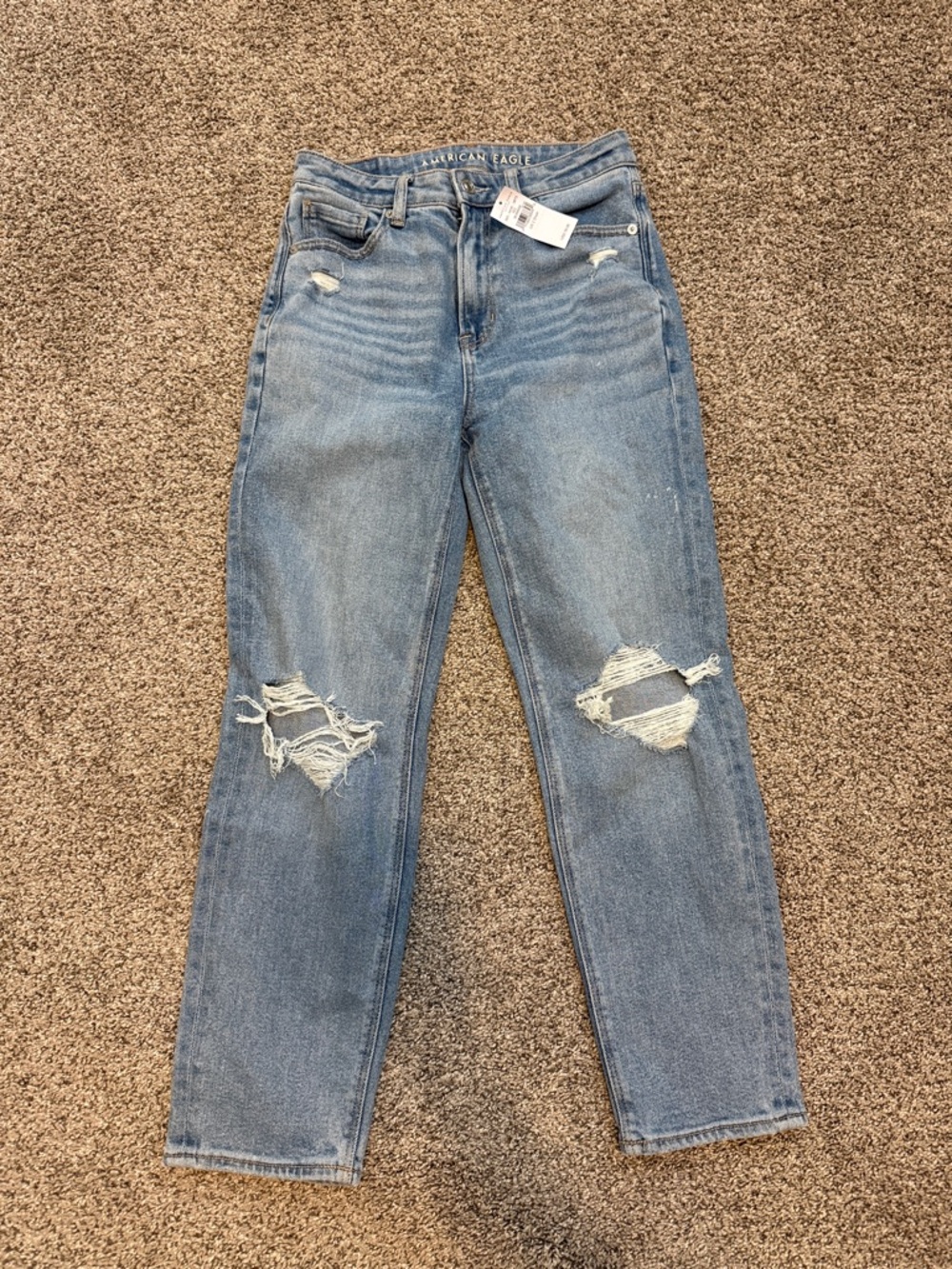 American Eagle Outfitters Light Blue Distressed Straight Leg Jeans